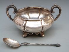 German white metal sugar bowl of lobed form, marked to base Julius Herz 800,