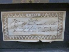 A 19thC small four air musical box in ebonised and inlaid case, length of case 13cm,