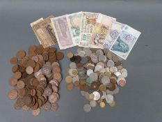 A quantity of pre Euro world coinage, includes small USA and Australia etc,