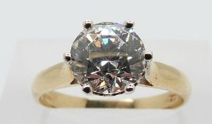 A 14k gold ring set with a cubic zirconia, size N/O, 3.