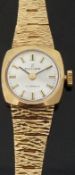 Excalibur 9ct gold ladies wristwatch with two-tone hands and baton markers,
