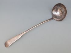 Georgian Scottish hallmarked silver ladle, Edinburgh 1806 maker Jonathan Millidge, length 36cm,