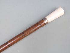 Late 19thC / early 20thC hallmarked silver and ivory topped walking cane, marks indistinct,