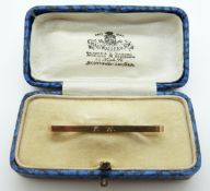 A 9ct gold bar brooch in original box, 2.