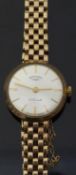 Rotary 9ct gold ladies wristwatch with gold hands and baton markers,