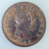 George III third type cartwheel penny dated 1806 on obverse,