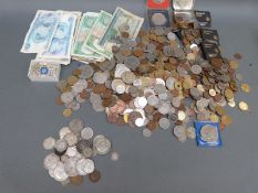 An amateur collection of world and UK coinage, includes silver content William IV onwards,