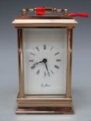 St James brass cased 20thC English carriage clock,