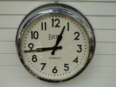 Newgate quartz dial wall clock with bold Arabic numerals, 'Electric' to 45cm dial,
