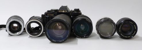Minolta X-700 SLR camera with Vivitar 28-200mm 1:3.5-5.3 lens, Minolta 35-70mm 1:3.5, 50mm 1:1.