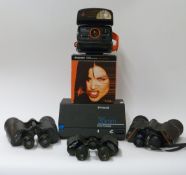 Polaroid 35mm power processor and 600 camera, and three pairs of binoculars comprising Regent 7x50,