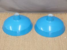 Pair of Kath Kidston retro style blue metal lightshades,