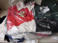 Rugby shirt collection includes largely World Cup and international examples, t-shirts etc,
