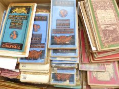 A large collection of vintage maps including linen backed examples by Bartholomew, Ordnance Survey,
