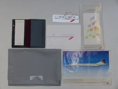 Concorde ephemera to include branded notebook, pen, folder, box for chocolates,