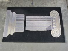 Modern rug with large column motif,