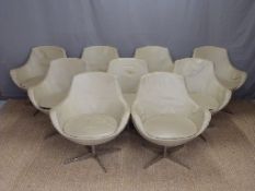Grassoler set of nine retro style chrome and leather / leather effect swivel chairs