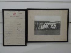 A framed and glazed autograph collection of the England Rugby squad that toured in New Zealand 1973,