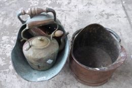 Two copper coal scuttles,