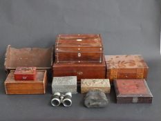 A collection of wooden boxes including including inlaid, rosewood,
