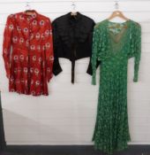 Art Deco green silk dress,