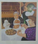 Beryl Cook pencil signed print 'Dining In Paris',
