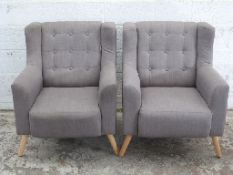 Pair of contemporary button-back armchairs