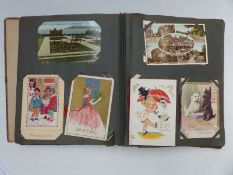 A British Bulldog early 20thC postcard album, subjects include greetings, Agnes Richardson cards,