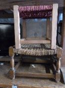Two rush seated stools