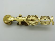 Harrison brass rocker type Victorian sovereign scale or balance