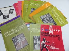 A quantity of Wimbledon Lawn Tennis Championship programmes c1950's- 70's together with Davis Cup