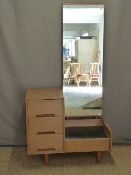 Retro light oak dressing chest/ mirror with three drawers,