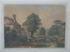 Joseph Murray Ince (1806-1859) watercolour 'Village of Maunsel Lacy Herefordshire' half timbered