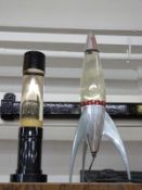 Mathmos Telstar retro rocket lava lamp and one other,