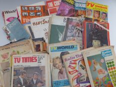 Quantity of vintage magazines to include 1960s examples of Time, Many Smokes, Radio Times, TV World,