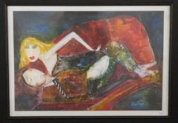 Rosa Sepple RI (Contemporary British) mixed media 'Little Black Dress',
