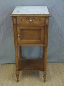 Continental marble-topped bedside cabinet with drawer and cupboard with shelf below,