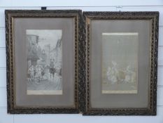 A pair of silk embroidered continental pictures,