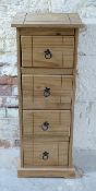 A pine chest of four straight drawers,