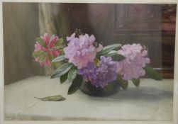 Wycliffe Egginton watercolour still life flowers in a vase,