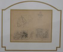 Framed pencil drawing with label verso and family tree Ludovik Rodo Pissarro 1930,