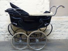 Silver Cross vintage pram in navy blue with hood,