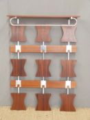 Retro Danish style teak and chrome hanging hall coat rack