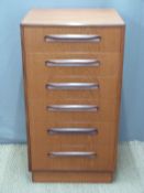 Retro G Plan chest of six graduated drawers,