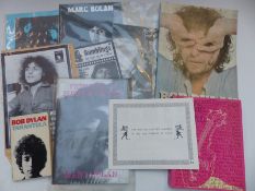 Books and tour programmes for Bob Dylan and Marc Bolan including Marc Bolan Pictures of Purple