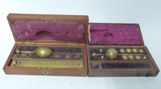 Two cased hydrometers,