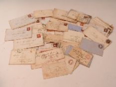 A quantity of early GB stamps on cover, mainly 1841 1d red brown and 1d red, also some pre-post,