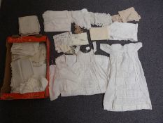 Late 19th/20th century broderie anglaise and lace christening gowns, one with petticoat,