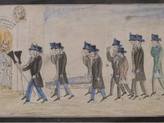 Victorian watercolour of Gloucester political interest depicting eleven Gloucester councillors