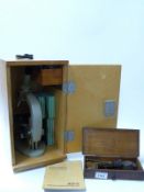 Cased Russian microscope,